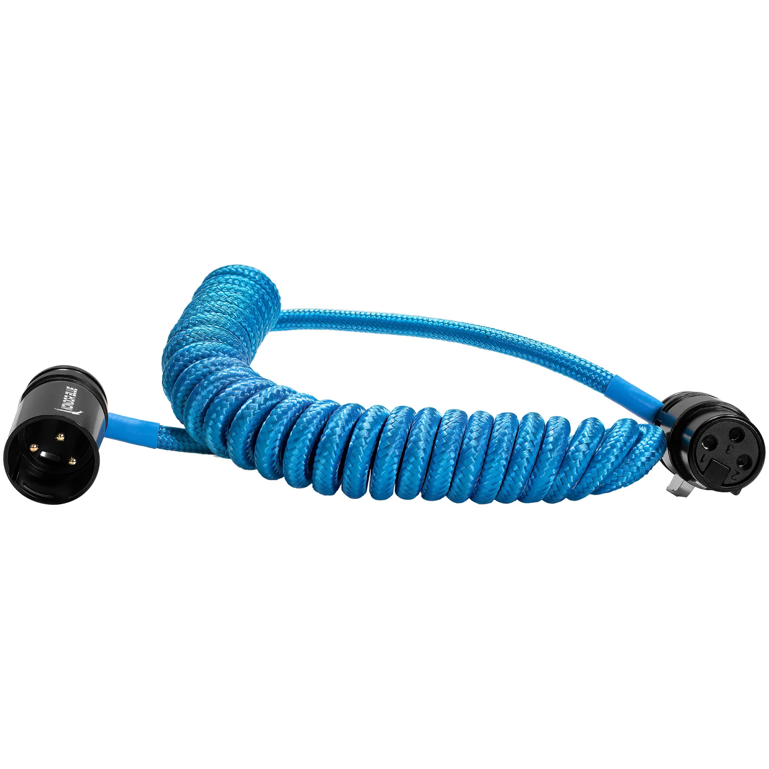 Kondor Blue 12-24" Rechtwinkliges XLR Kabel, Niedrigprofil coiled