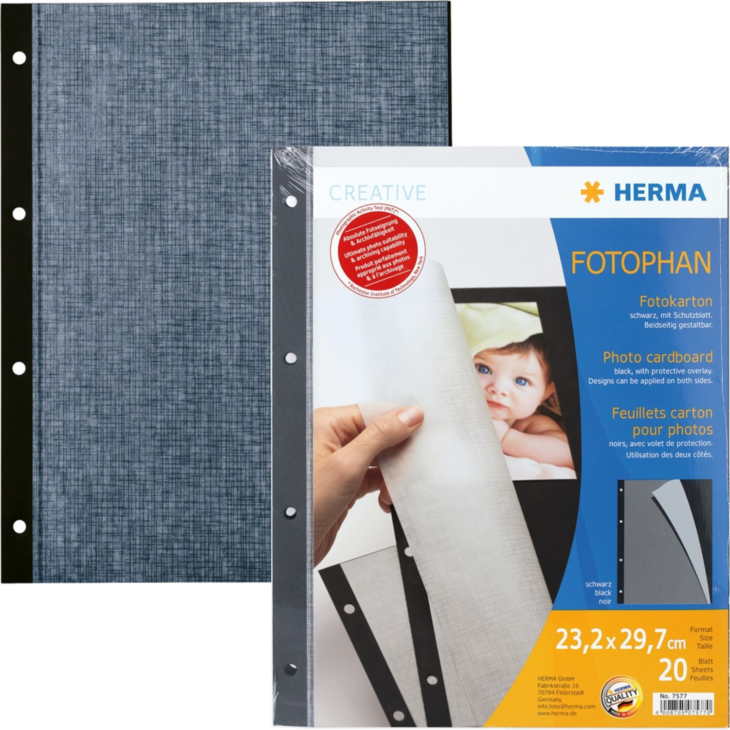 Herma Fotokarton schwarz, 232 x 297 mm, 20 Blatt