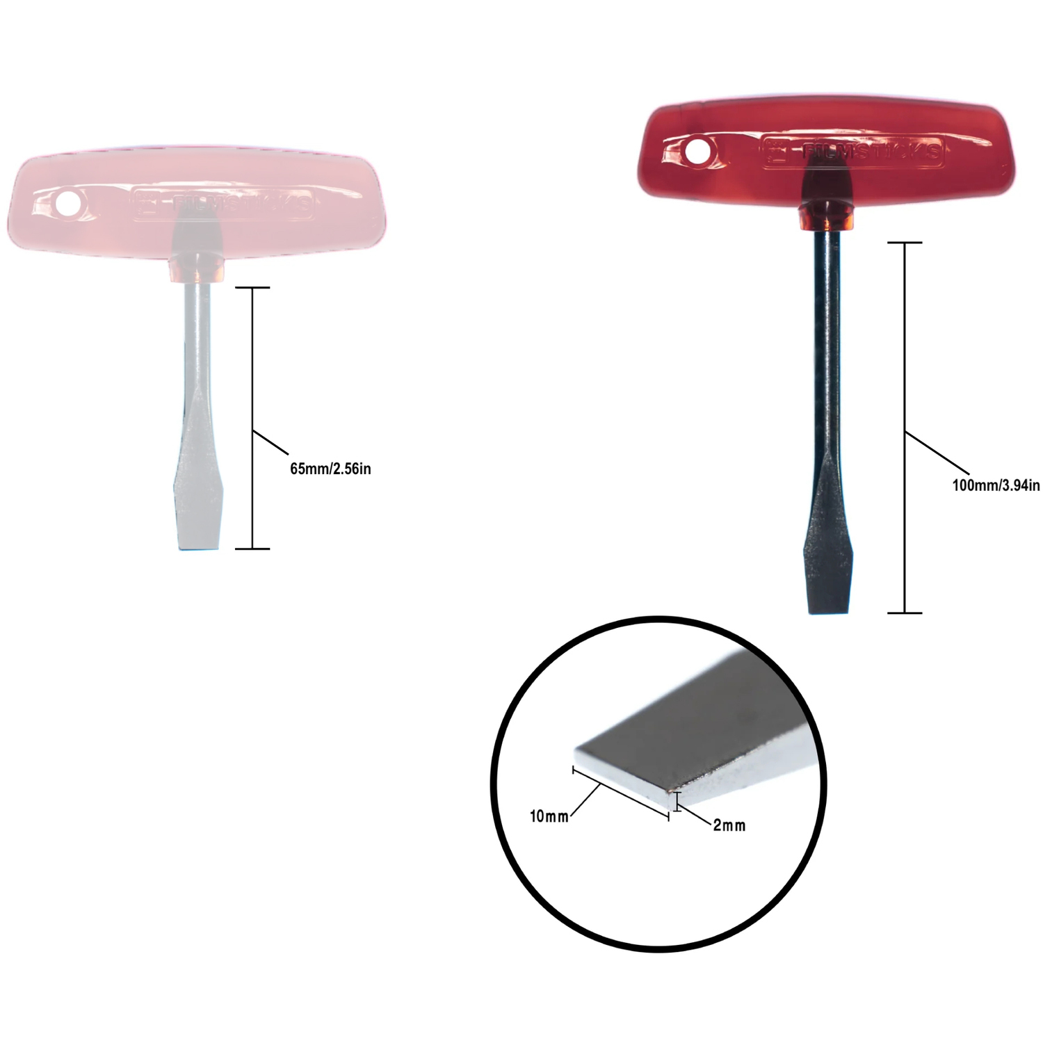 Filmsticks T-Griff 10mm Schlitzschraubendreher, Rot (längerer Schaft)