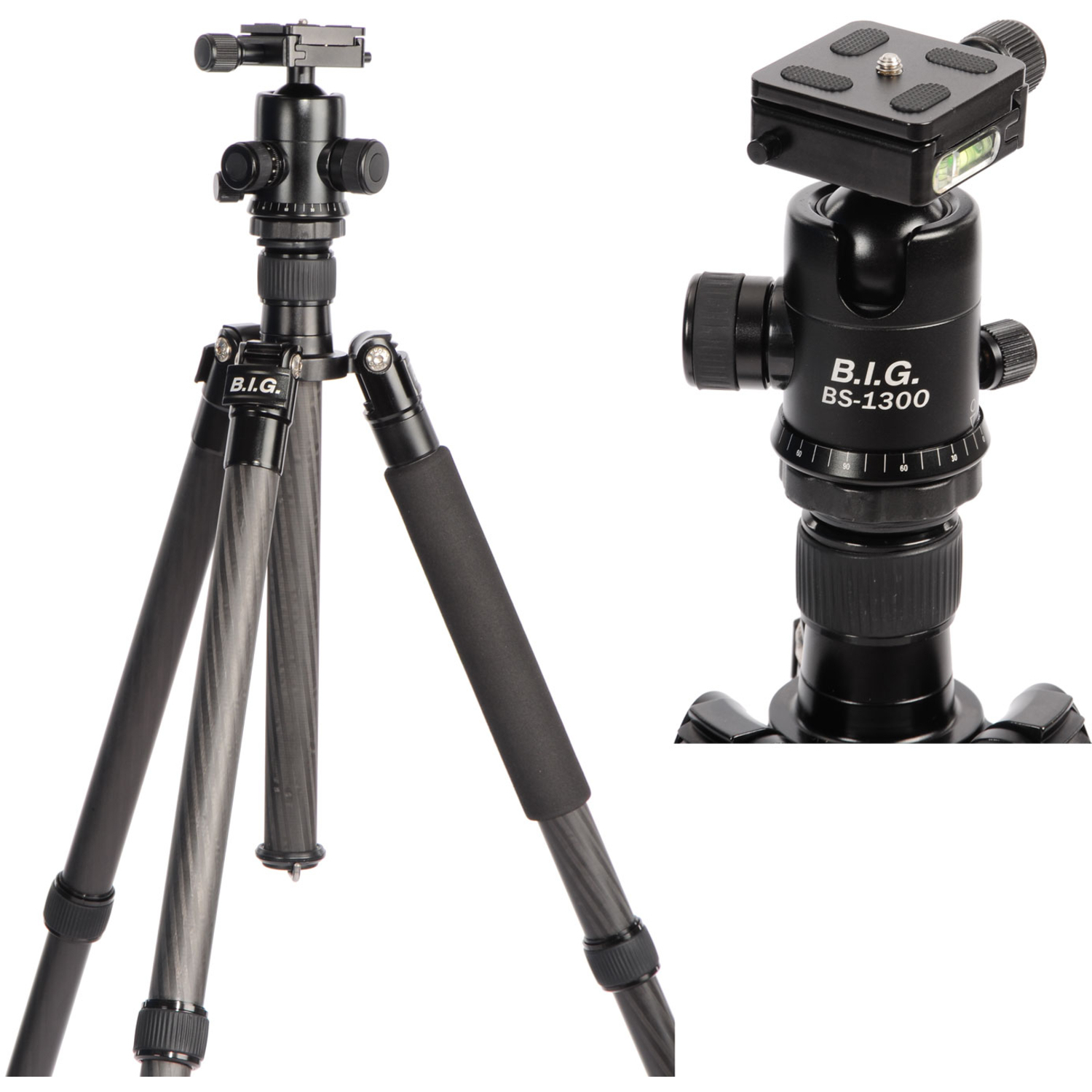 B.I.G. TMC-1300 CARBON 2in1 Stativ mit Kugelkopf BS-1300