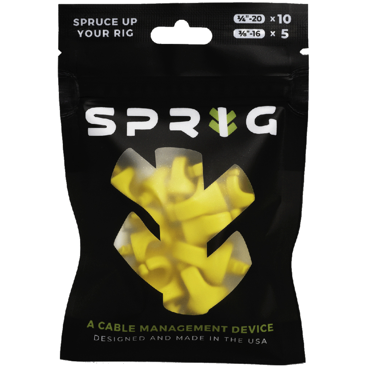 Sprig Vorteilspack Kabel-Management Gelb, 10x1/4"20 + 5x3/8"16