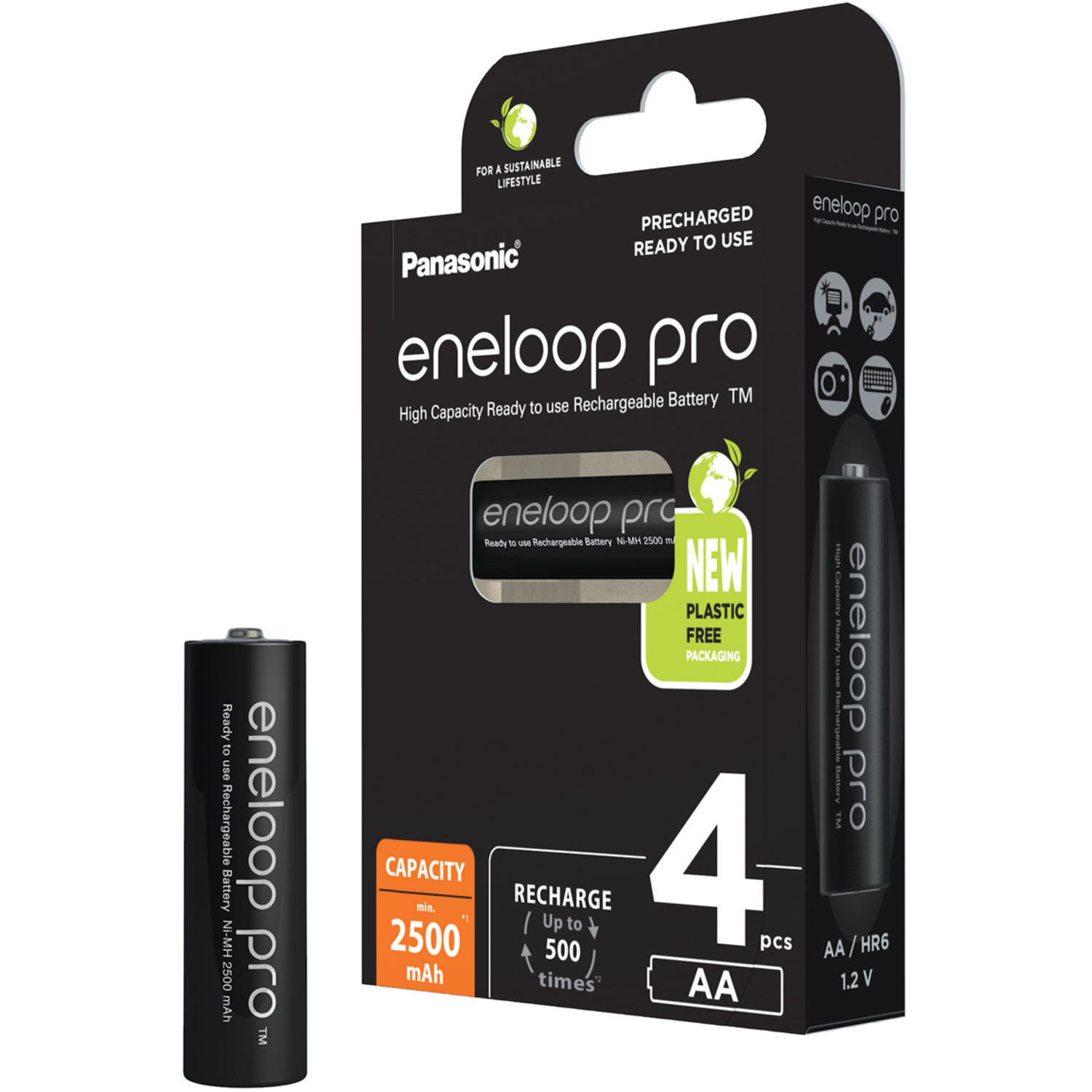 Panasonic Batterie eneloop pro BK-3HCDE4BE AA Mignon Ni-MH 1,2V 4er Pack