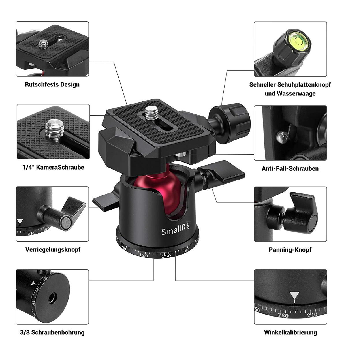 SmallRig BUT2664 Tabletop Mini Stativ mit Panorama-Kugelkopf 