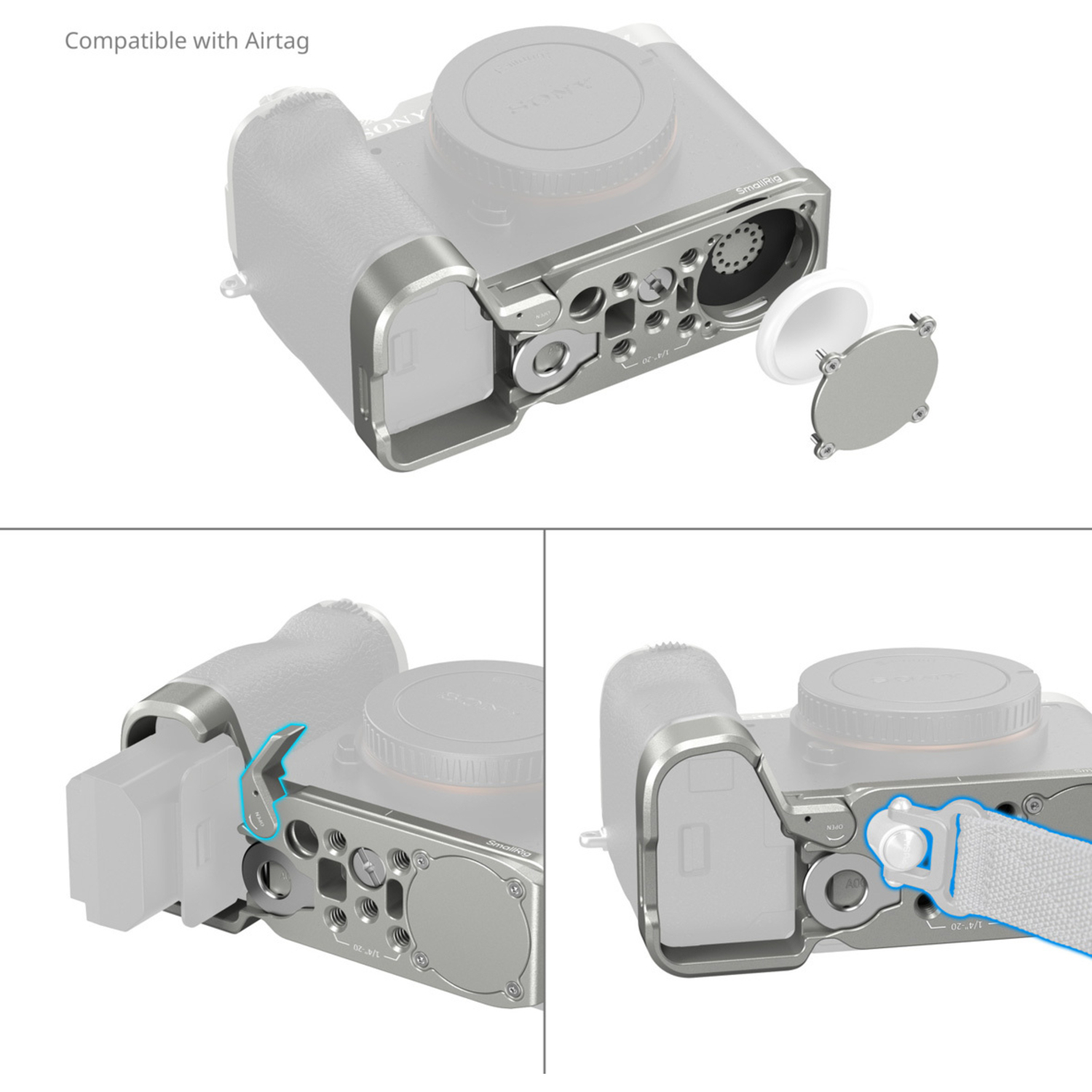SmallRig Basisplatte mit AirTag Slot 5482 für Sony Alpha 7C II und Alpha 7C R silber