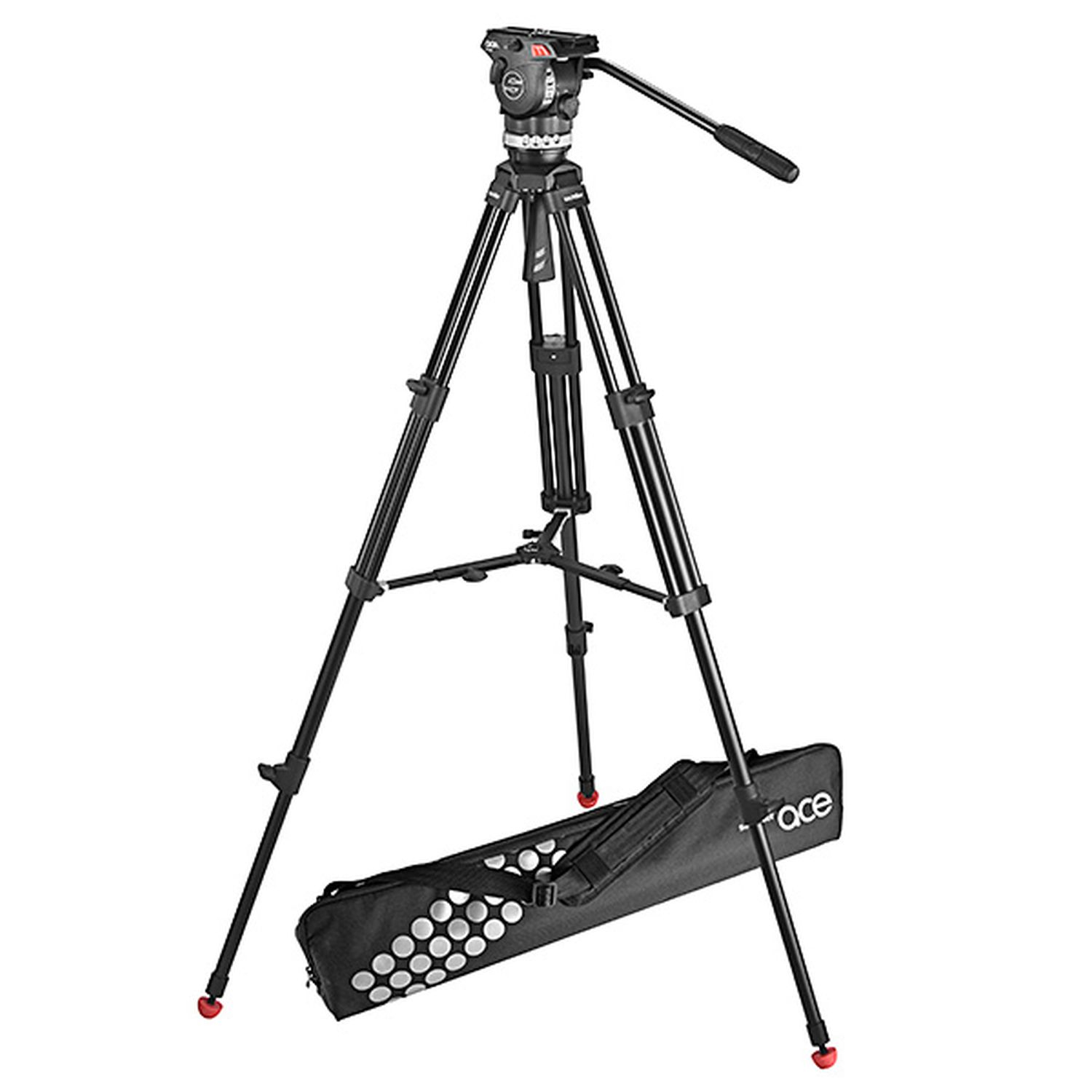 Sachtler SAC1001 System Ace M Aluminium mit Fluidkopf, Ace 75/2 D Stativ, Mittelspinne und Tasche