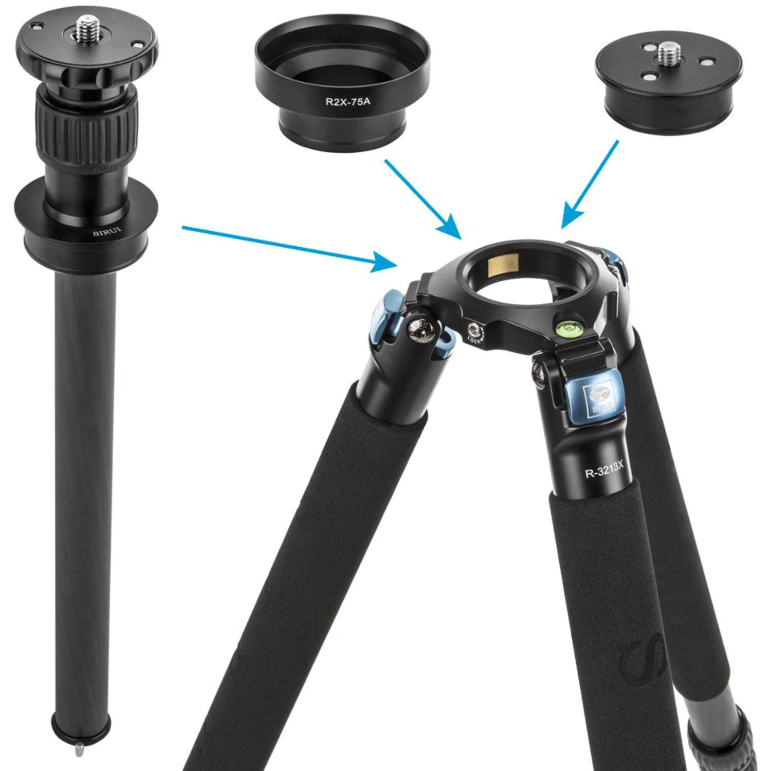 SIRUI R-3213X Reporter X Studio-Dreibeinstativ Carbon mit Fluid Videoneiger VH-10X