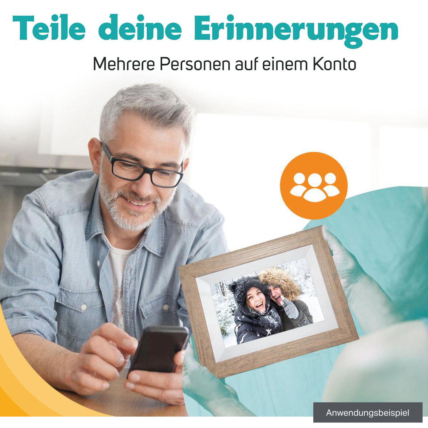 Pora&Co Digitaler Holzbilderrahmen WF-805T-LB 8" hellbraun