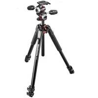 Manfrotto Set: Alu-Stativ (3 Segm.) + 3-Wege-Neiger