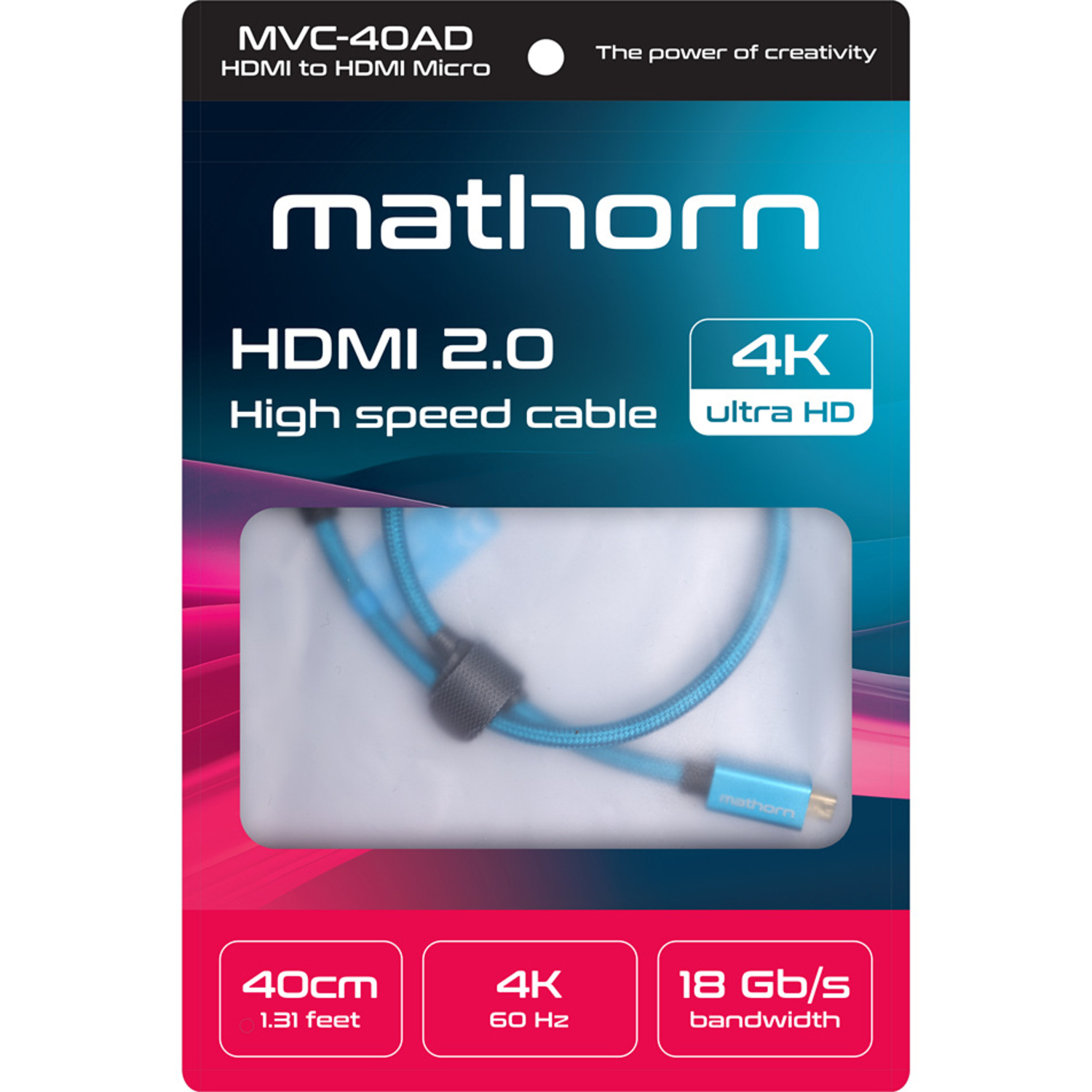 Mathorn HDMI A auf HDMI Micro D 2.0 40cm