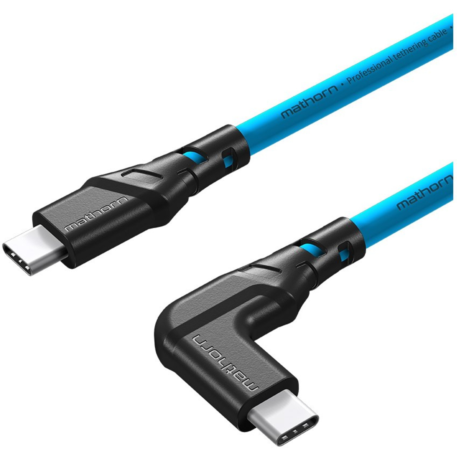 Mathorn MTC-511 USB C-C-Kabel 90° 5m Arctic Blue