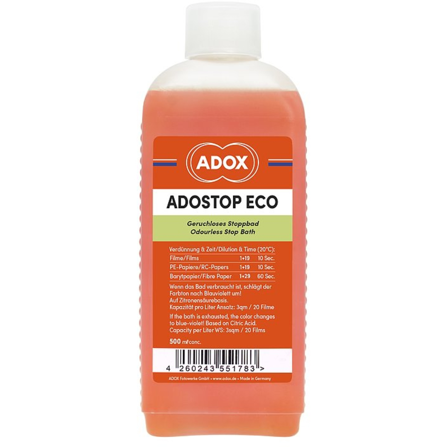Adox ADOSTOP ECO Geruchloses Stoppbad 500ml