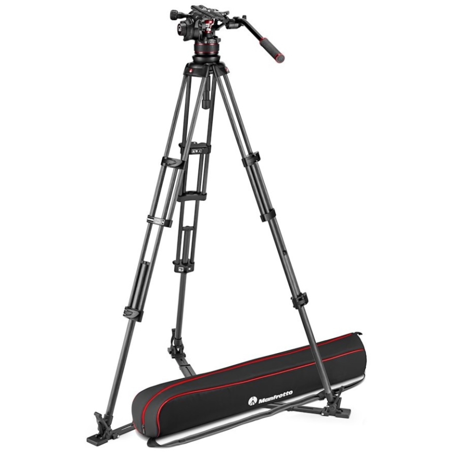 Manfrotto Nitrotech 612 & Carbon Doppelrohr-Stativ mit Bodenspinne