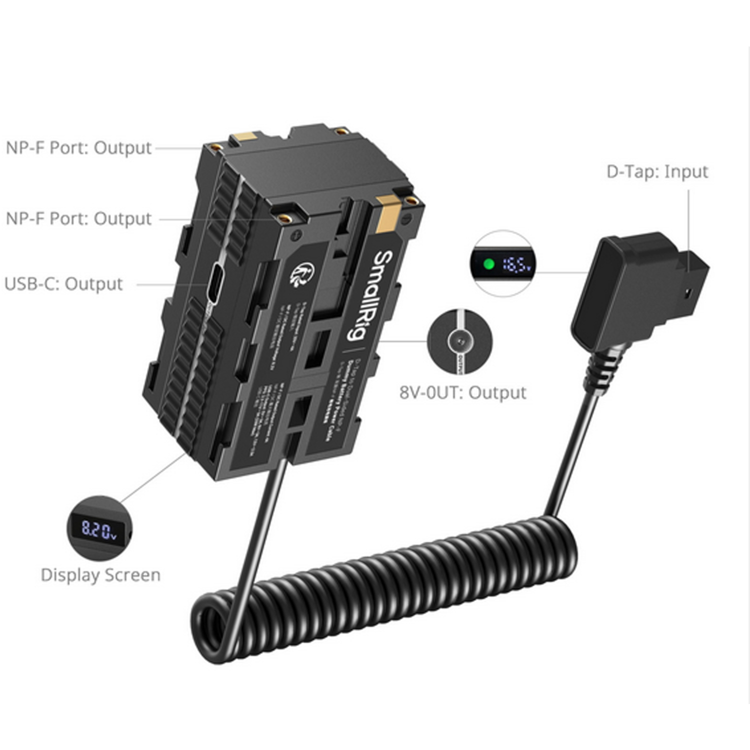 SmallRig D-Tap multifunktionales NP-F Dummy-Batterie-Stromkabel 4884
