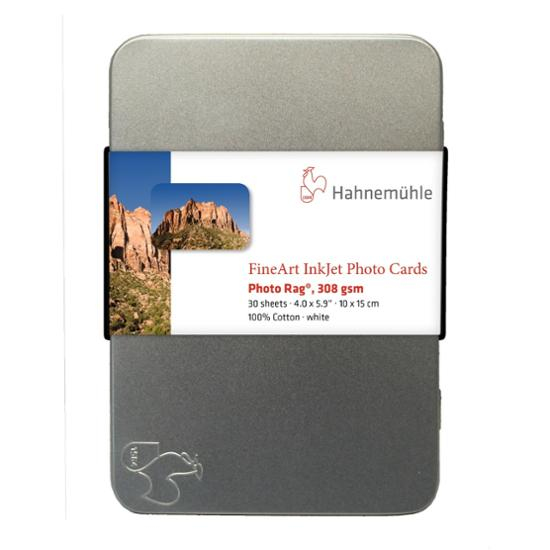 Hahnemühle Photo Rag 308g/m² 10x15, 30 Blatt in Metallbox - 100% Hadern, weiß -