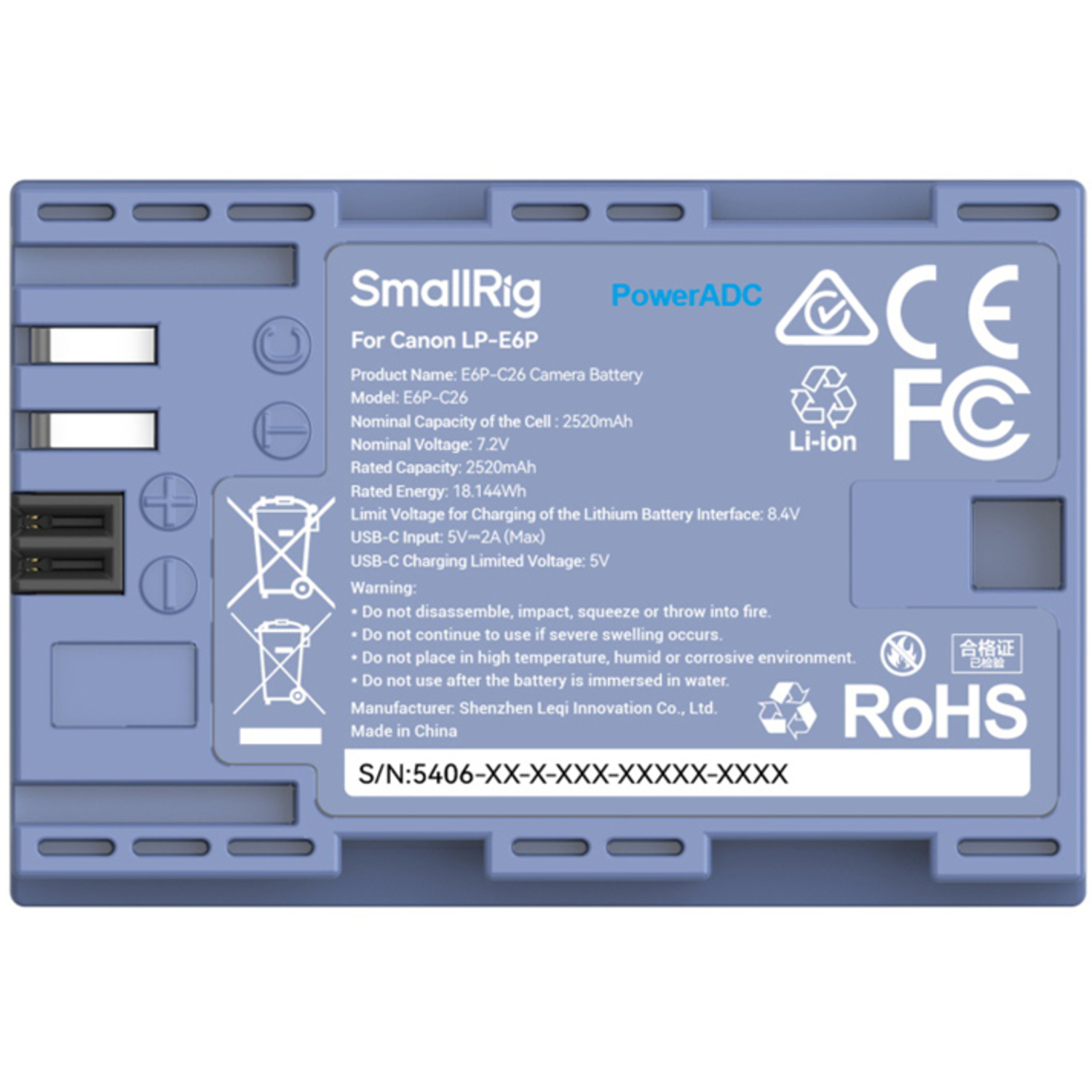 SmallRig Akku 5406 für Canon EOS D und R blau