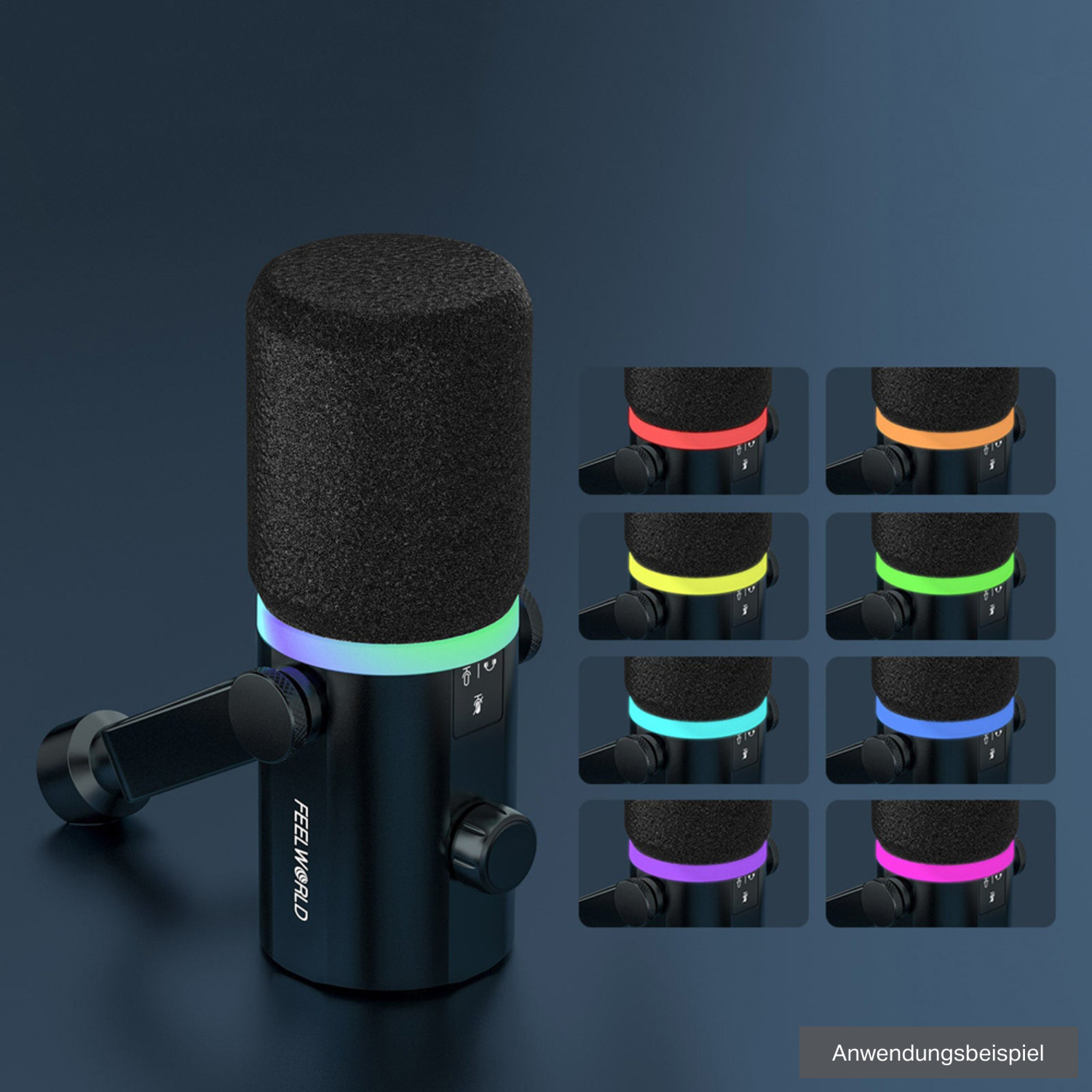 Feelworld Dynamisches Mikrofon PM1 mit Desktop-Ständer schwarz