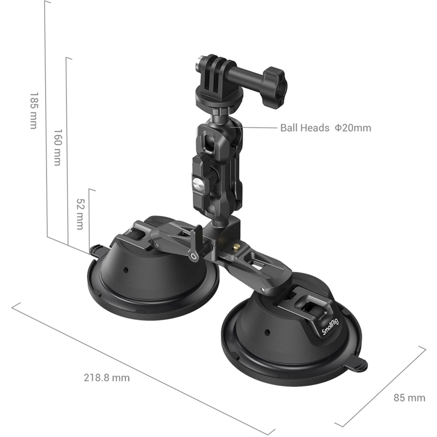 SmallRig SC-2K Tragbare Doppel-Saugnapf-Kamerahalterung 3566