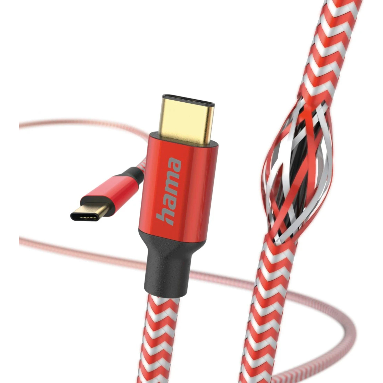 Hama Ladekabel "Reflective" USB-C-USB-C 1,5m Rot