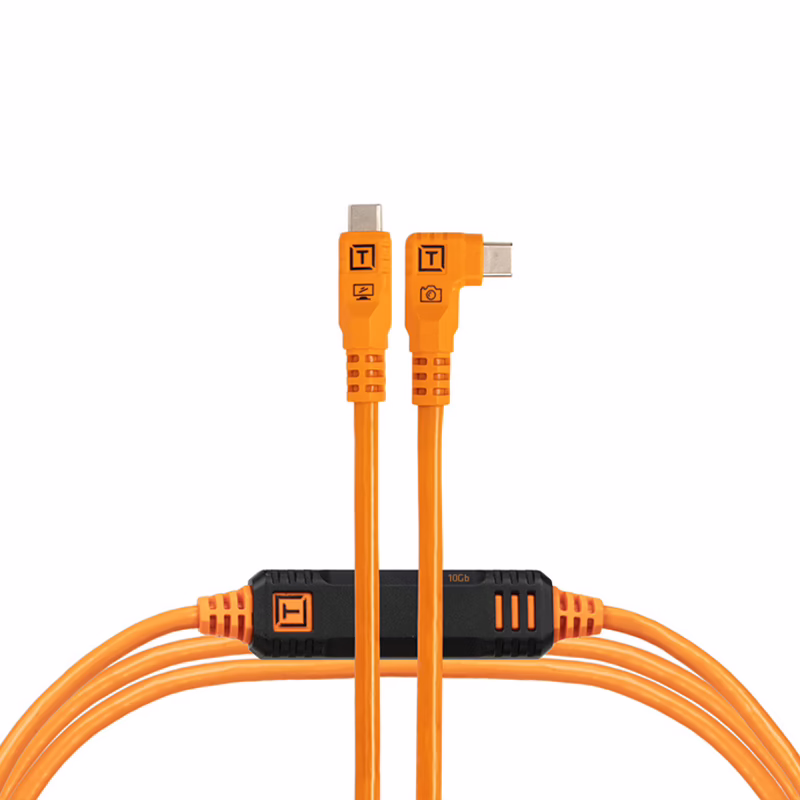 Tether Tools USB-C an USB-C rechtsgewinkelt Kabel 4,6m 10Gbps orange