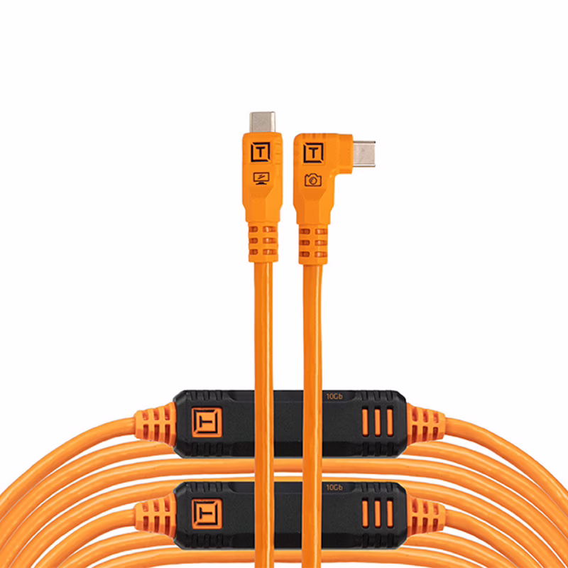 Tether Tools USB-C an USB-C rechtsgewinkelt Kabel 9,4m 10Gbps orange