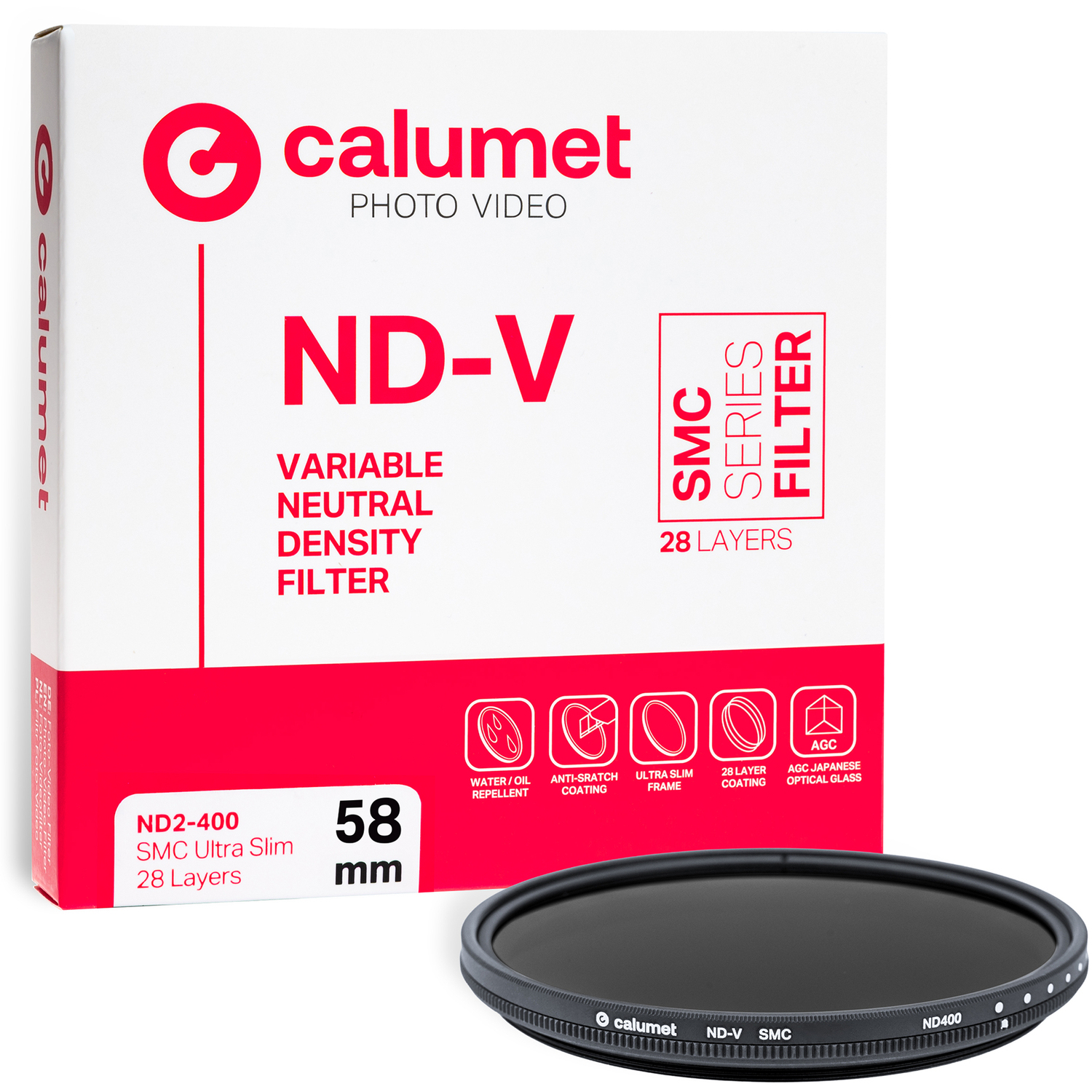 Calumet Graufilter Variable ND2-400 SMC Ultra Slim 28 Lagen 58mm