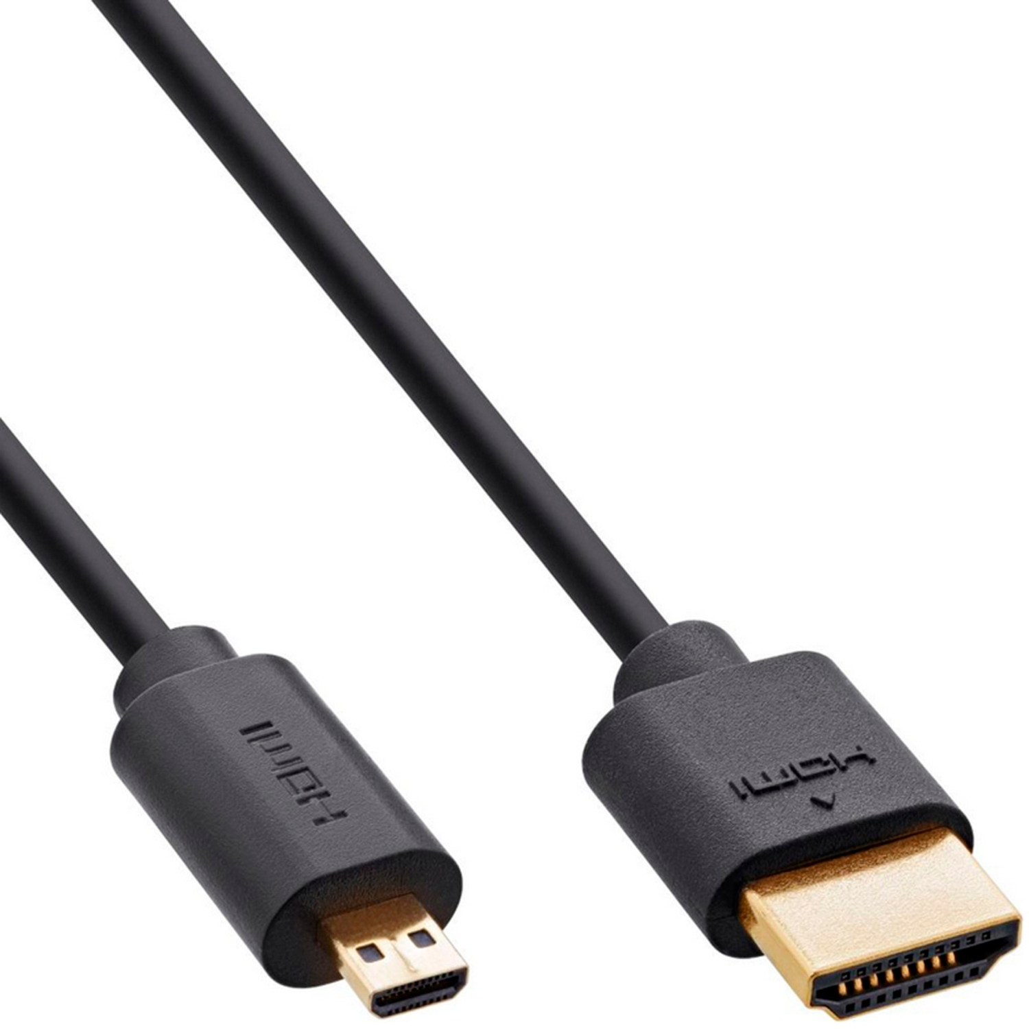 InLine Slim Ultra HDMI-Kabel A-Stecker zu D-Stecker (Micro) schwarz-gold 2m