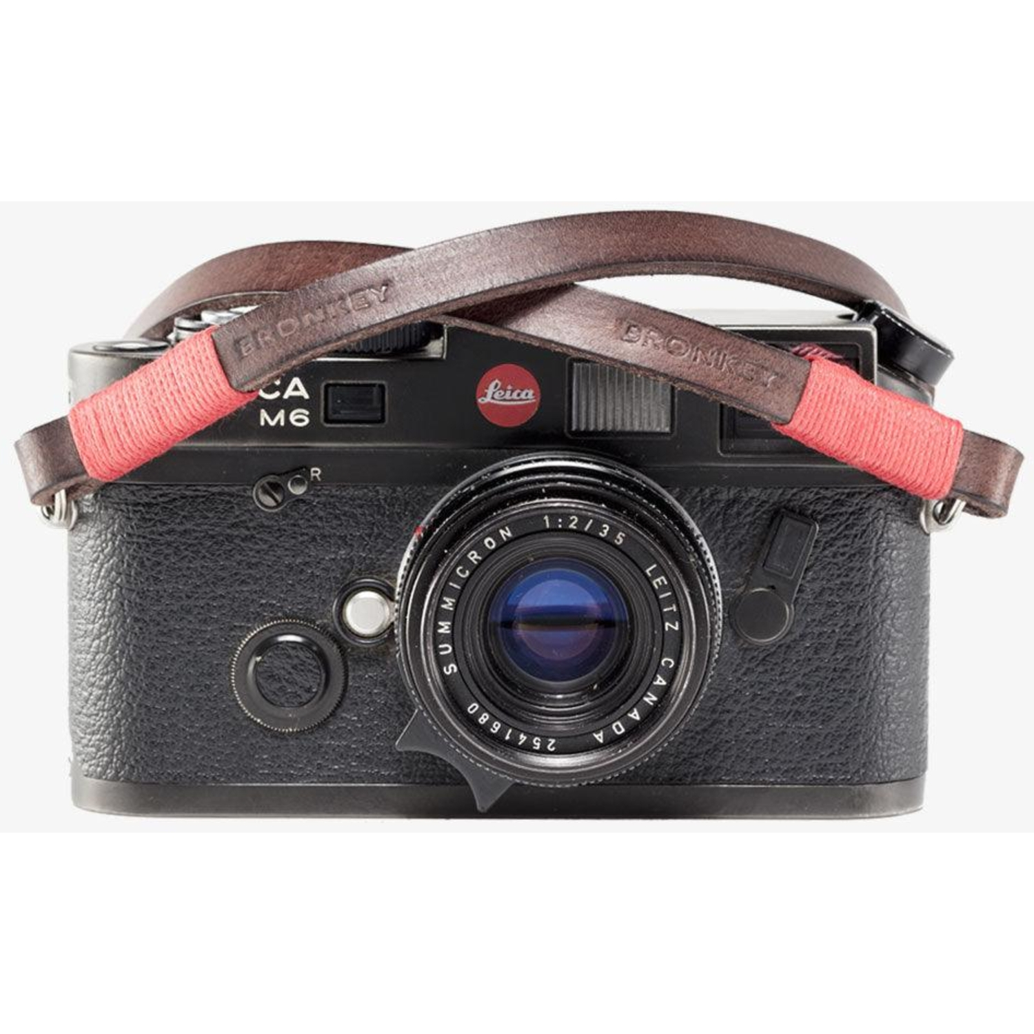 Bronkey Kameragurt Tokyo #102 Leder 95cm braun-rot