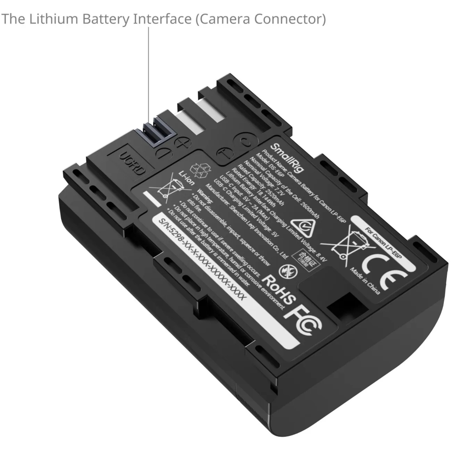 SmallRig USB-C-Akku mit Ladeanzeige für Canon LP-E6P