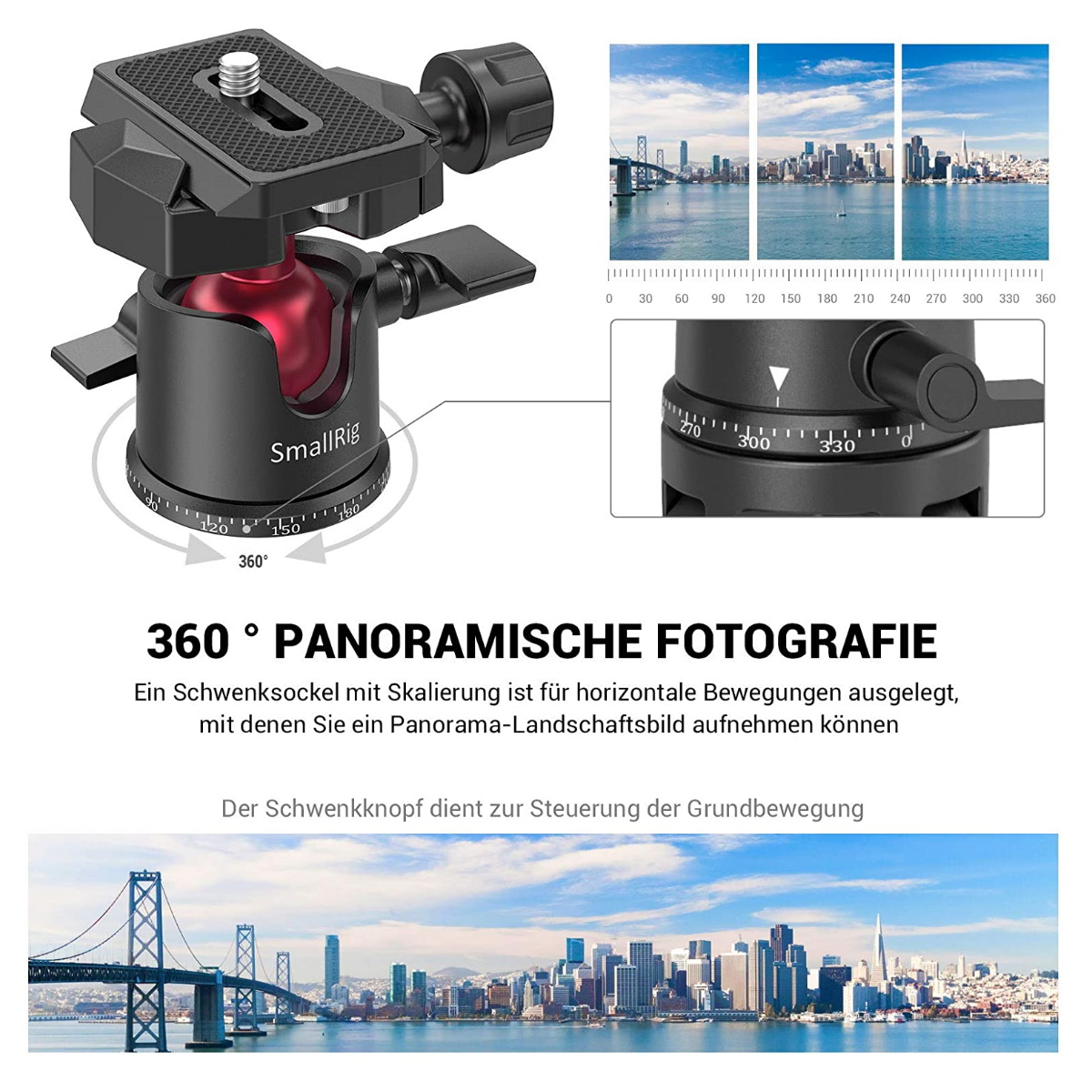 SmallRig BUT2664 Tabletop Mini Stativ mit Panorama-Kugelkopf 