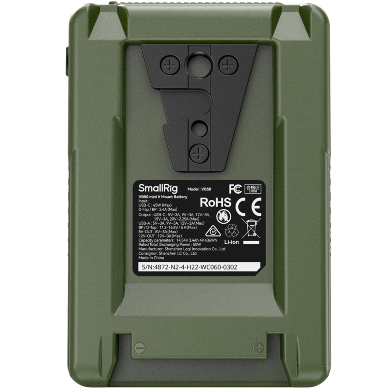 SmallRig Mini V-Mount Akku VB50 4872 grün