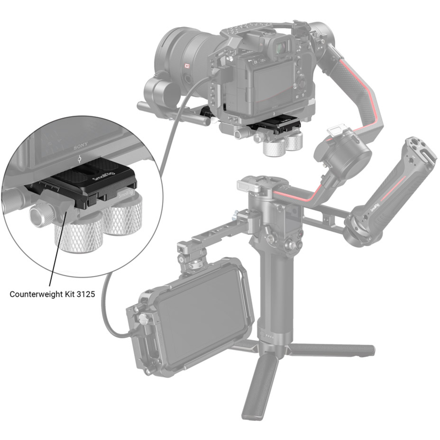 SmallRig Manfrotto Schnellwechselplatte 3158B für DJI RS 2, RSC 2, Ronin-S Gimbal 