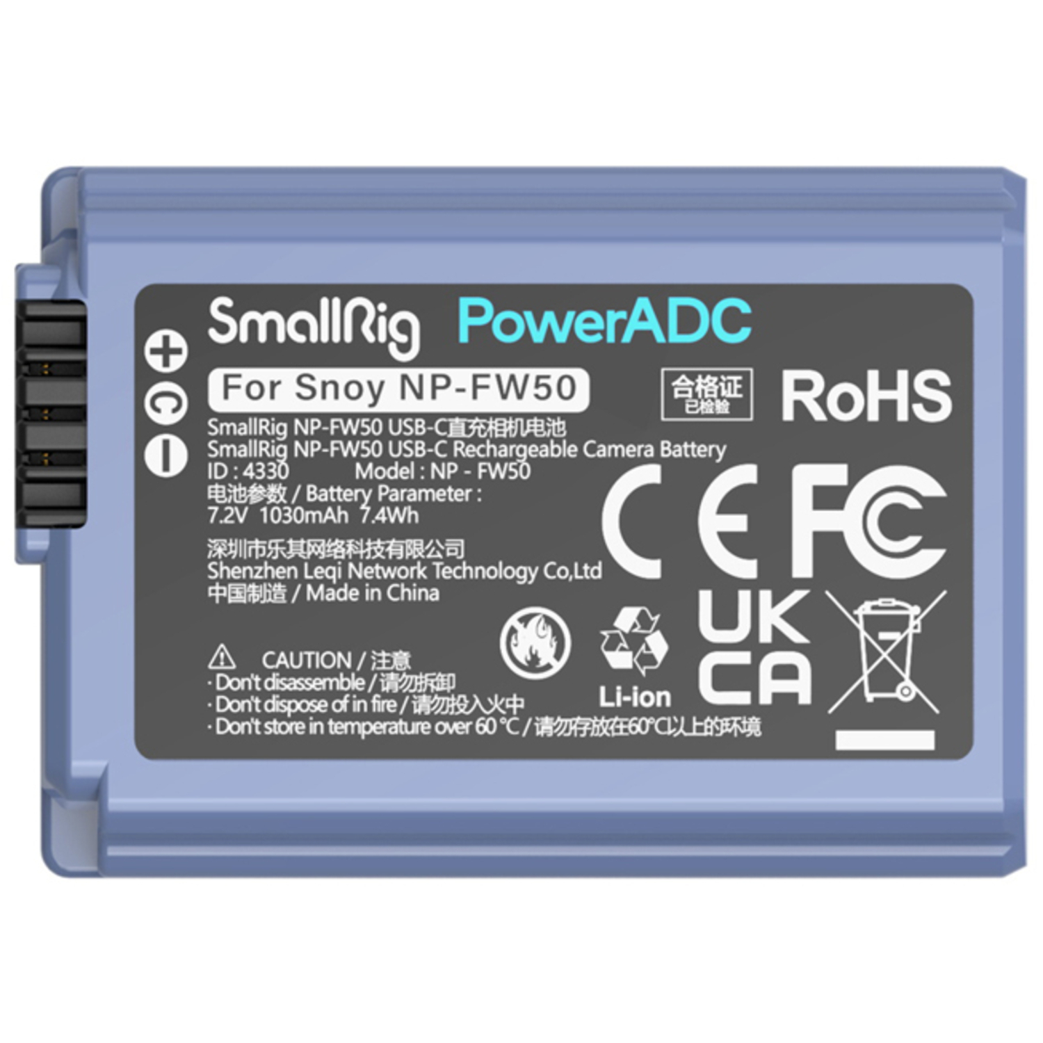 SmallRig Akku mit USB-C 4330 für Sony Kameras mit NP-FW50 Akku