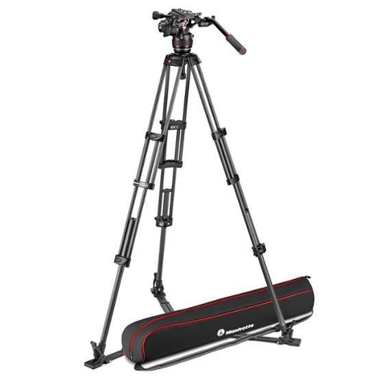 Manfrotto Nitrotech 608 & Carbon Doppelrohr-Stativ mit Bodenspinne