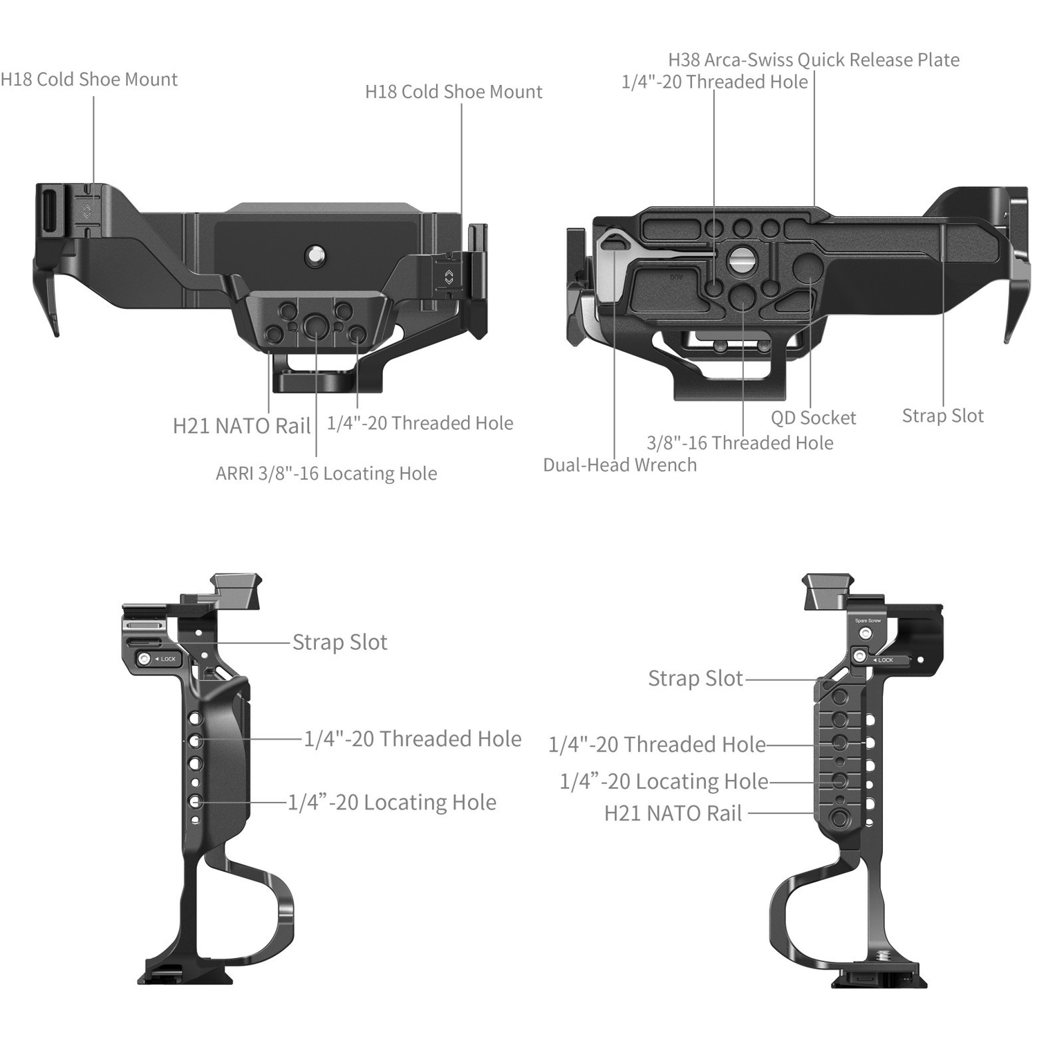 SmallRig Cage 5147 für Panasonic LUMIX DC-S1 II, DC-S1 IIE, DC-S1R II, DC-S5II, DC-S5IIX und DC-G9II mit Batteriegriff DMW-BG1/2