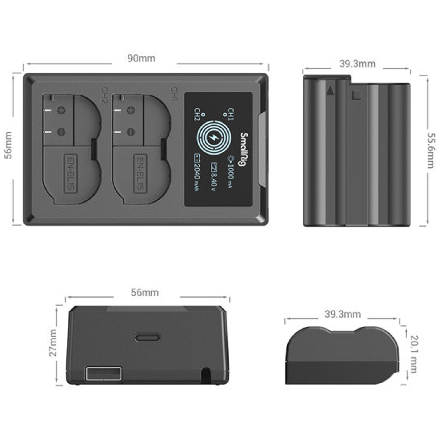 SmallRig Akku EN-EL15 und Ladegerät Kit 3820B