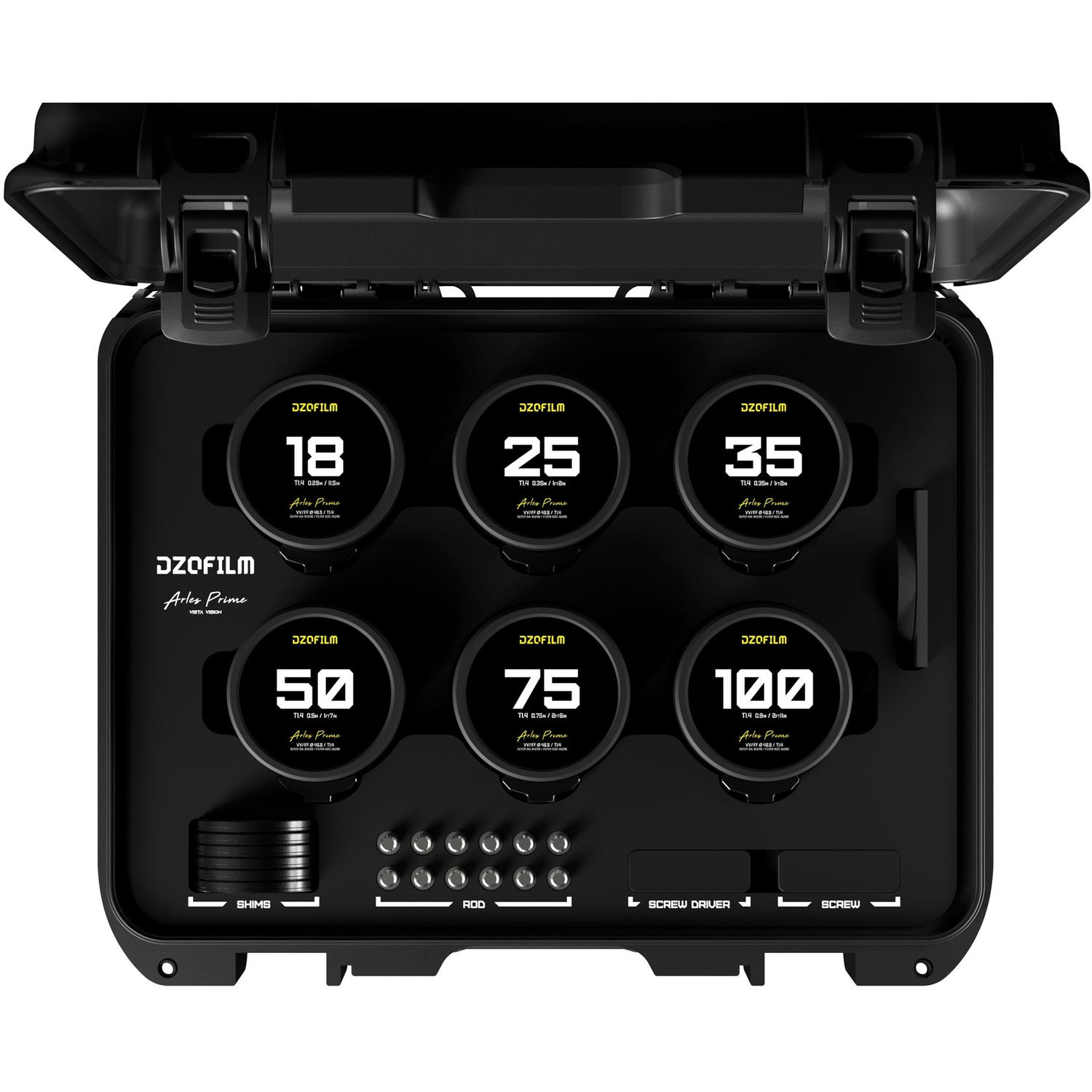 DZOFILM ARLES PRIME 6 Lens Kit 18/25/35/50/75/100mm T1.4 (FF/VV) Metric für PL-Mount