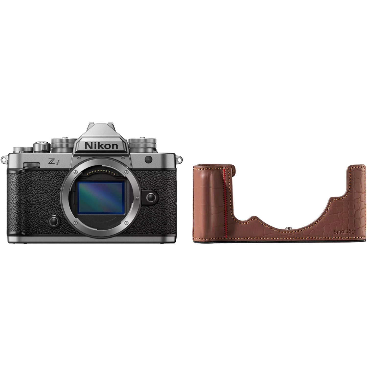 Nikon Z f mit SmallRig Ledertaschen-Set silber