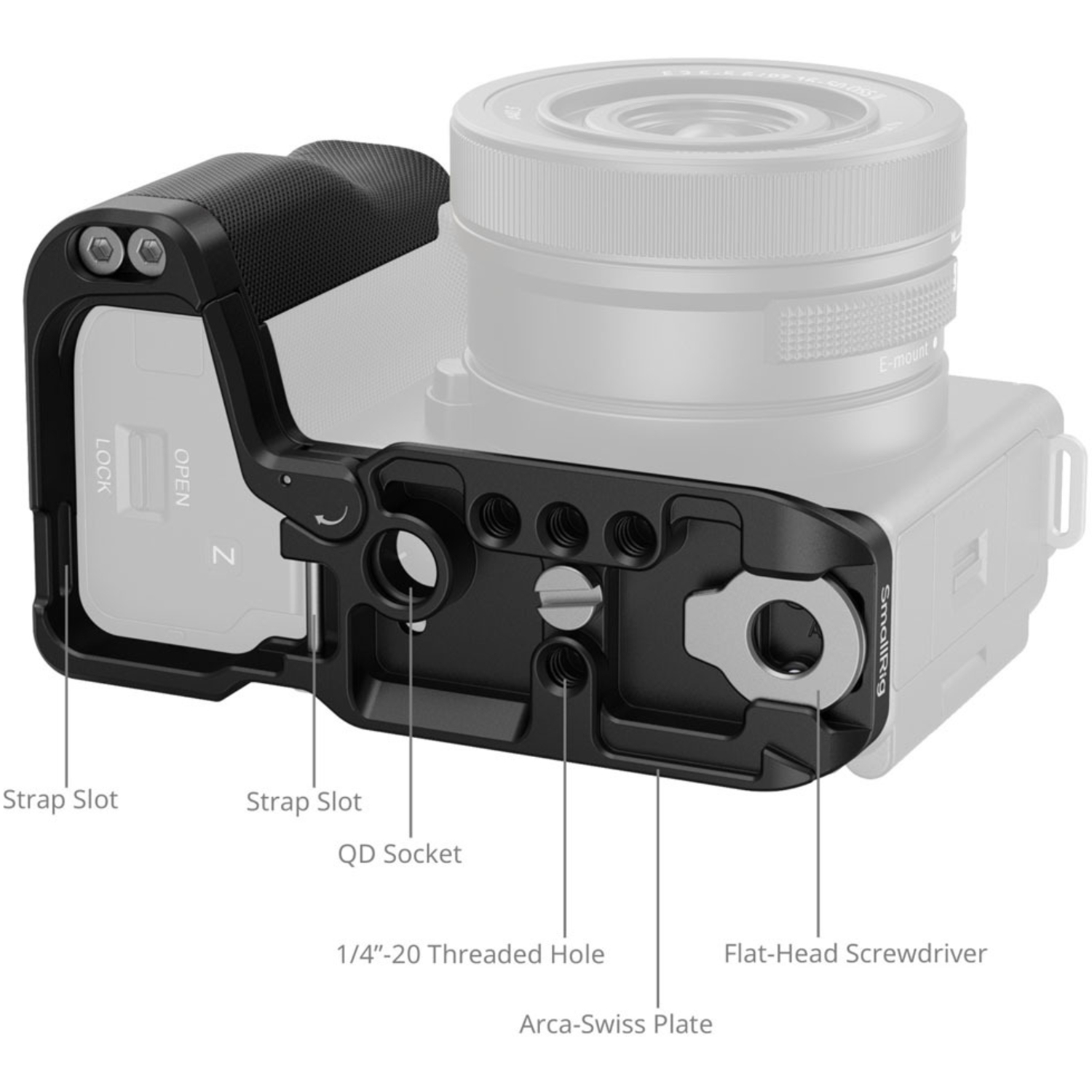 SmallRig L-förmige Montageplatte mit Handgriff 4778 für Sony ZV-E10 II