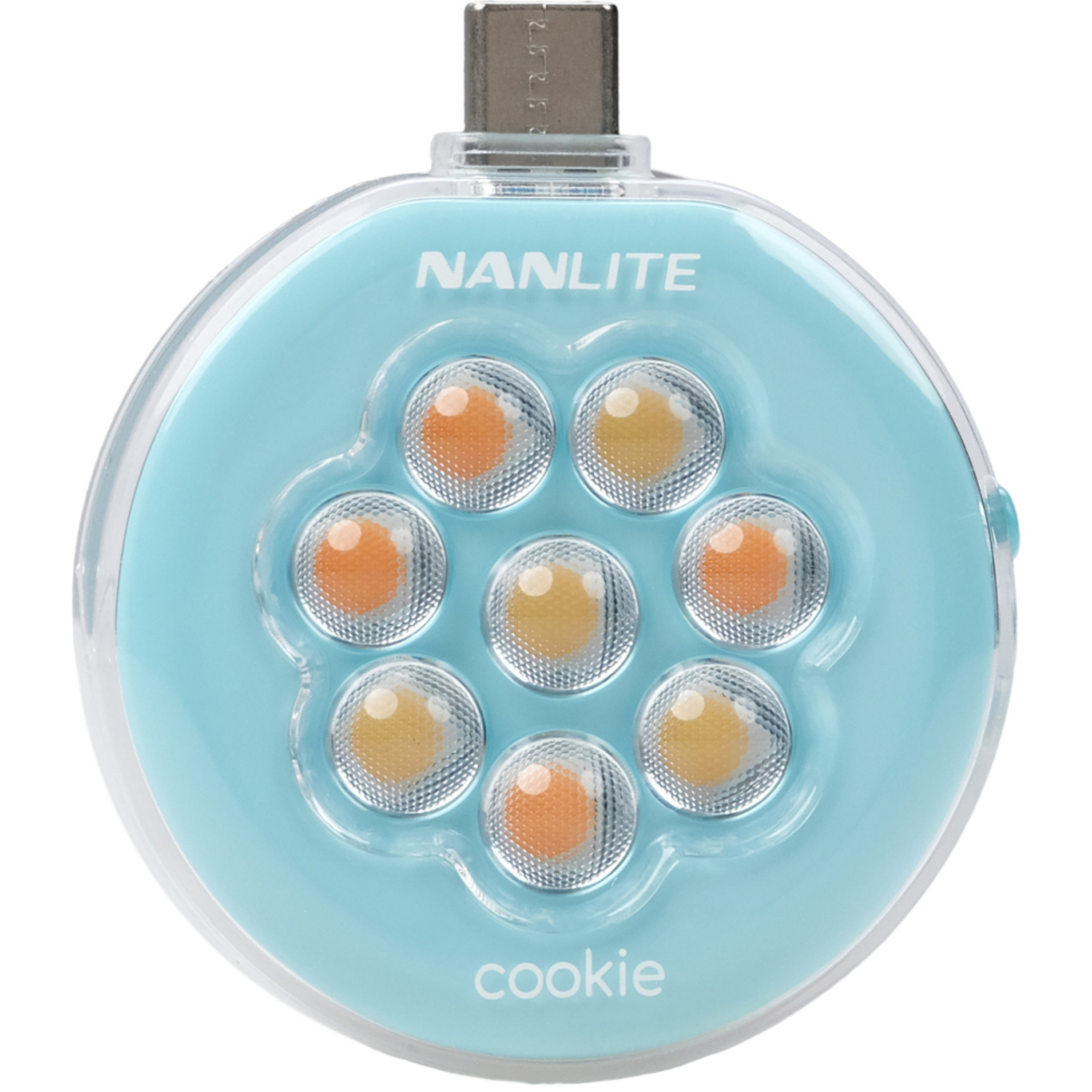 Nanlite Mini-Smartphone-Leuchte cookie-s rund cyan