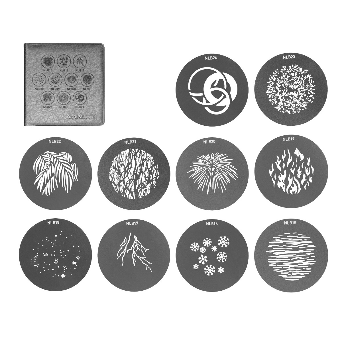 Nanlite Gobo-Set 2 AS-GB-B-SET2 mit 10 Gobos Größe B für KAI3840 und KAI3841