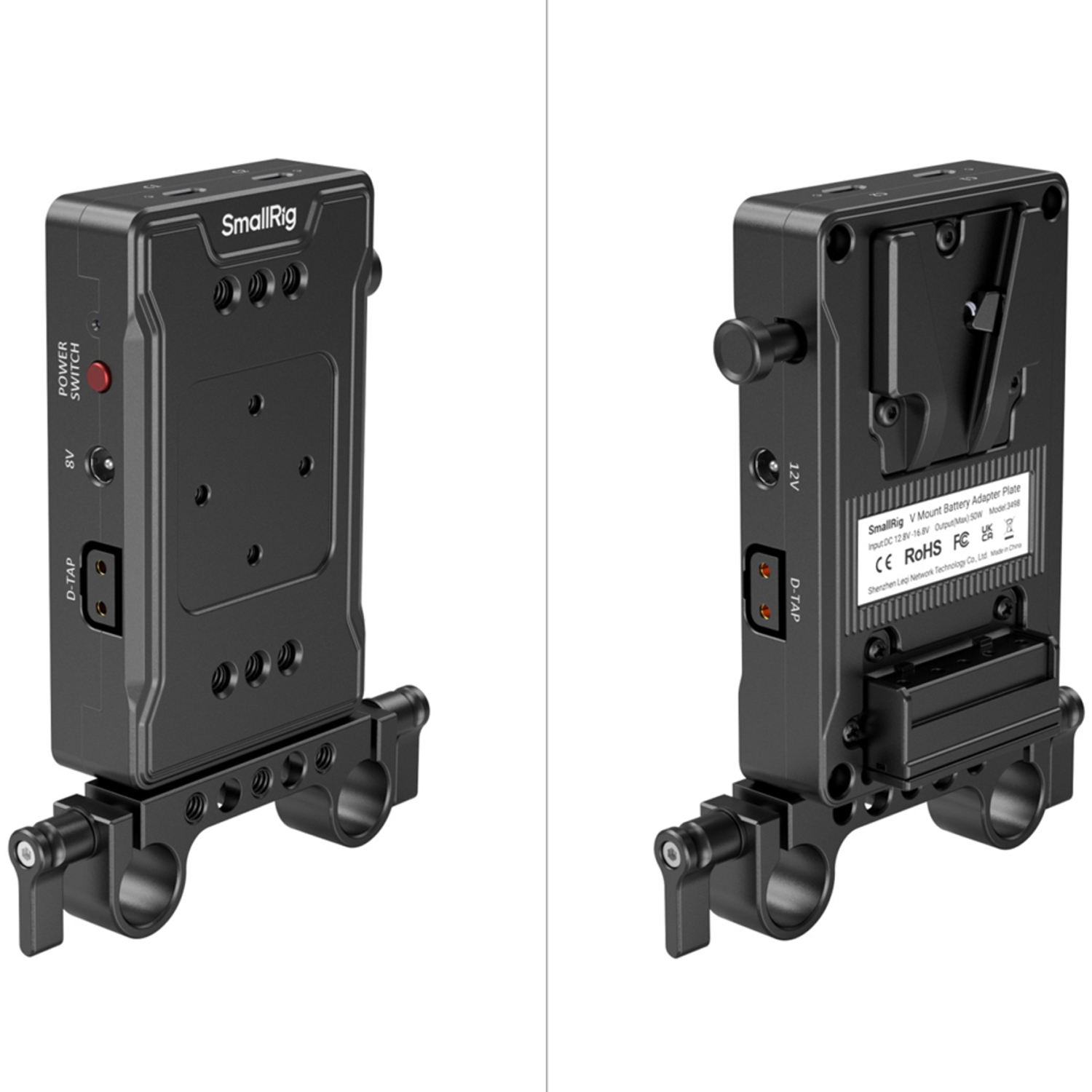 SmallRig V-Mount Batterieadapter-Platte mit doppelter Stabklemme 3498B