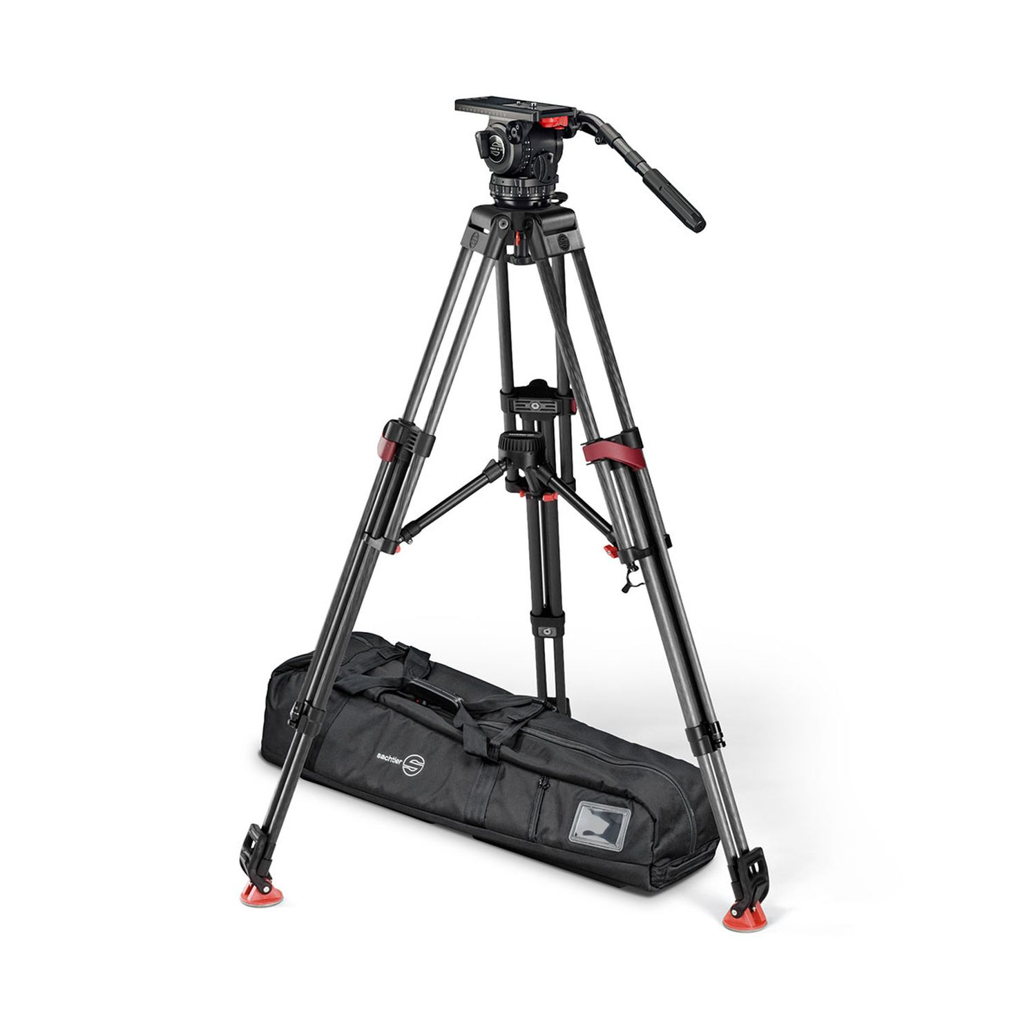 Sachtler SAC1867S2 System Video 18 Kohlefaser mit Stativkopf, SpeedLock Heavy-Duty Tripod, Mid-Level Spreader und Tasche
