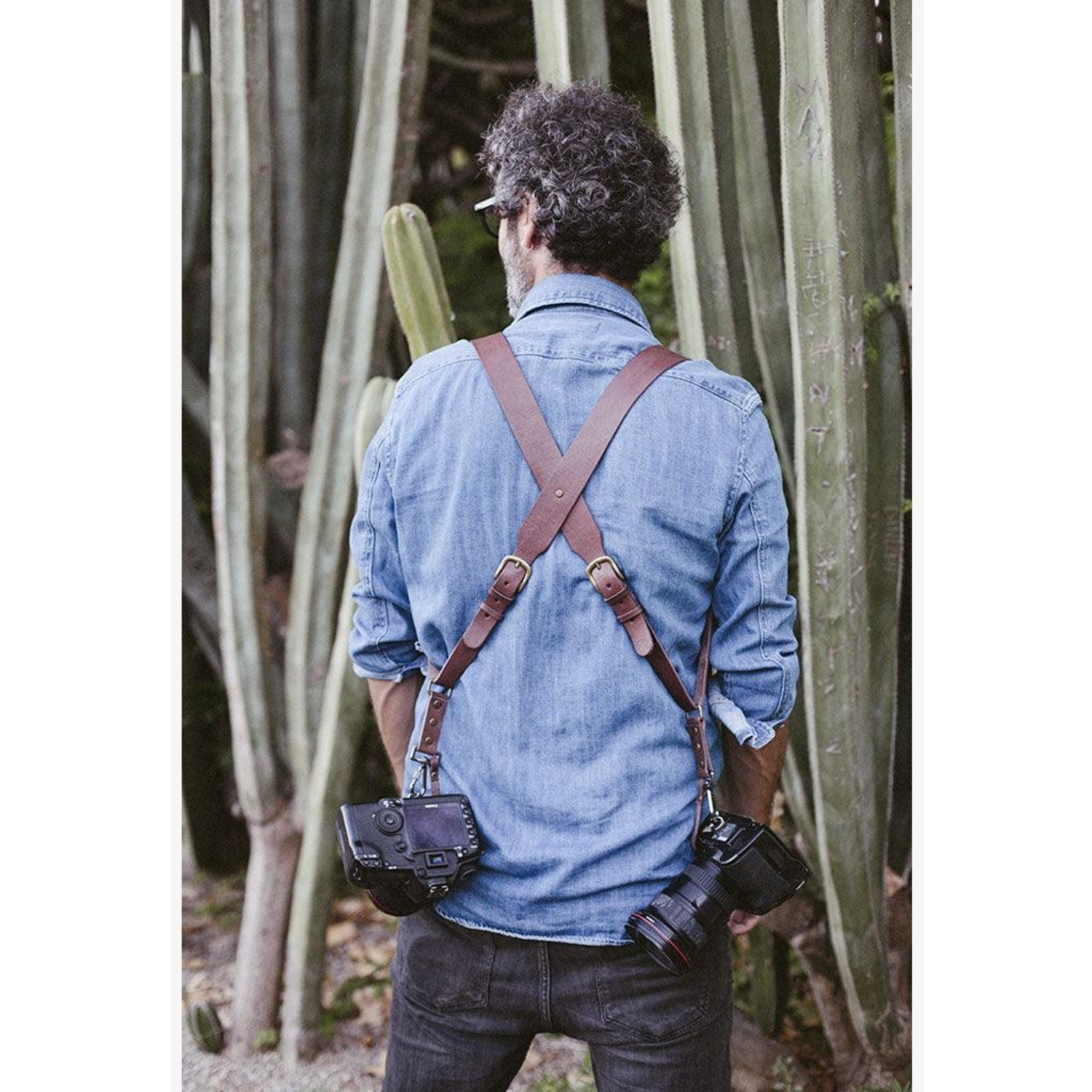 Bronkey Doppel-Kameragurt Berlin #702 Leder Small braun