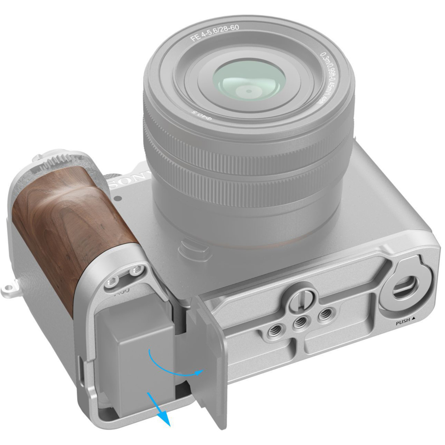 SmallRig L-förmige Mountplatte mit Holzgriff 4796 für Sony Alpha 7C II und Alpha 7C R