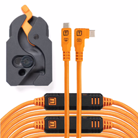 Tether Tools LeverLock mit USB-C an USB-C rechtsgewinkelt Kabel 9,4m 10Gbps orange