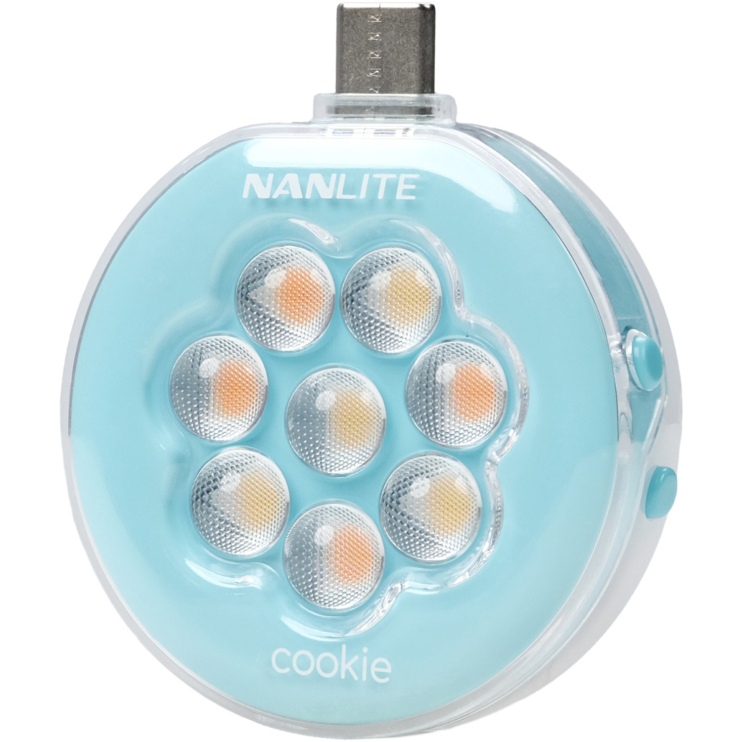 Nanlite Mini-Smartphone-Leuchte cookie-s rund cyan