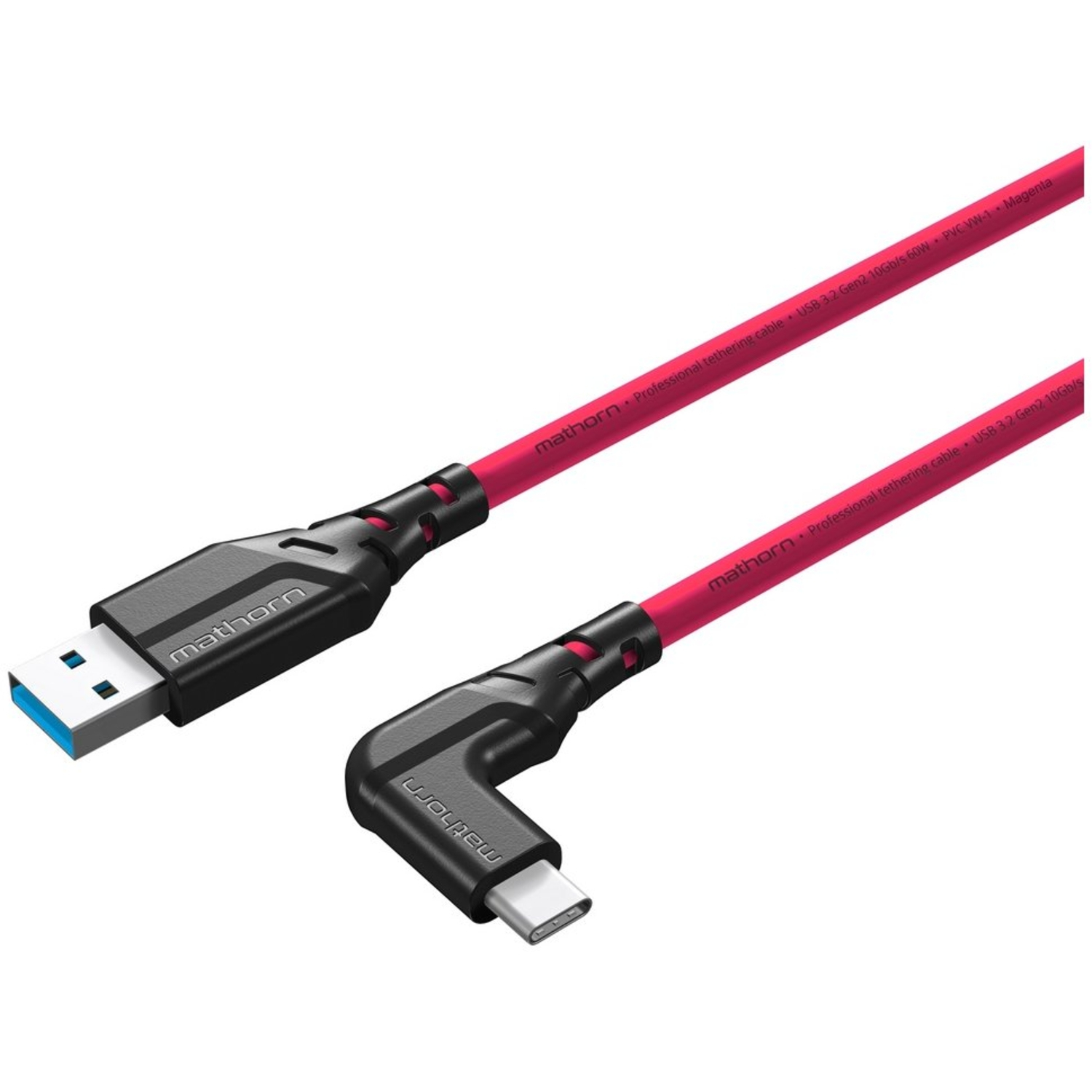 Mathorn USB C-A Kabel 90° 5m Magenta