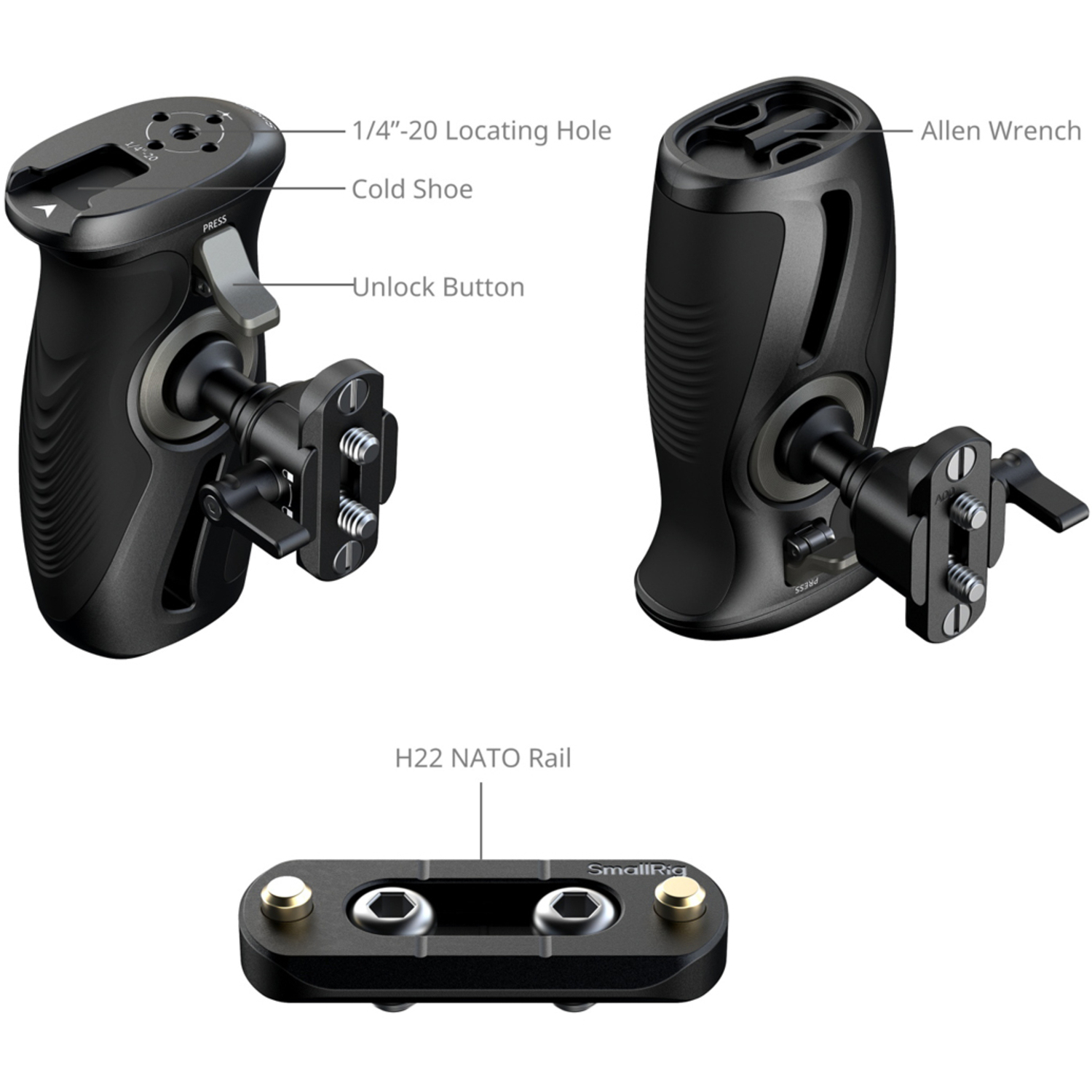 SmallRig Drehbarer Seitengriff mit NATO-Klemme 5160