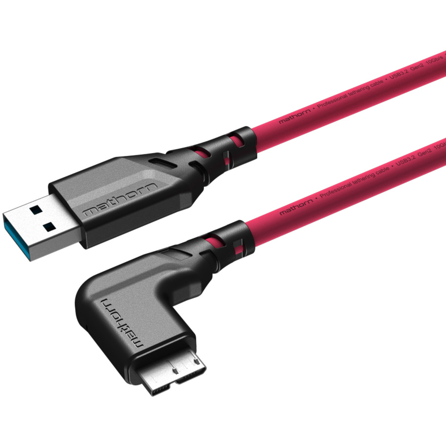 Mathorn USB A auf Micro B-Kabel 90° 5m Magenta
