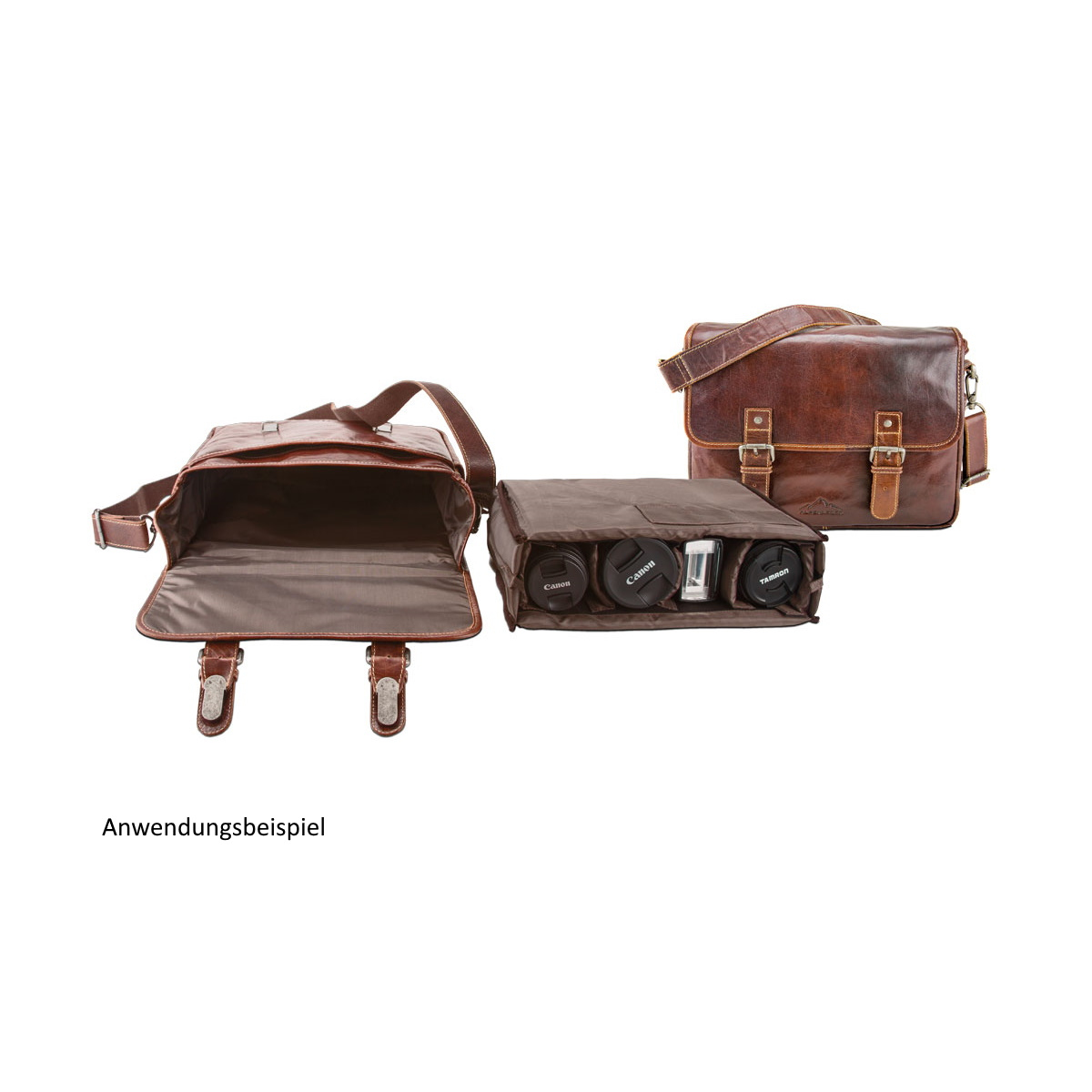 Alpenleder Kameratasche REPORTER brandy